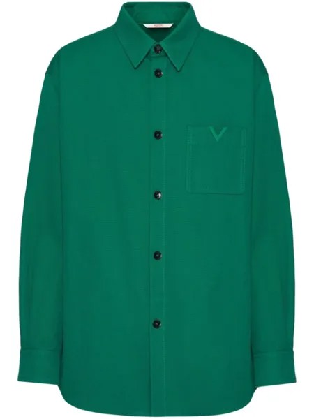 Valentino Garavani куртка-рубашка с V-образным декором, зеленый