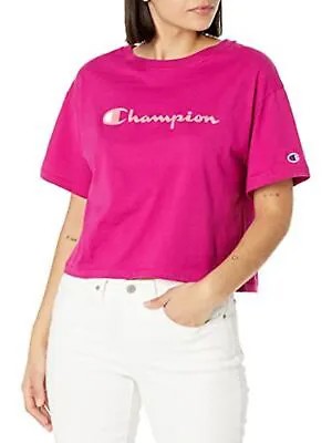 Женский розовый укороченный топ с круглым вырезом и короткими рукавами CHAMPION S