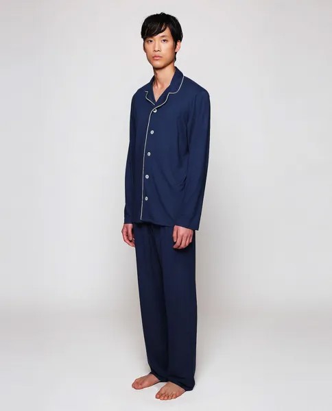 Длинная мужская пижама темно-синего цвета из модала Mirto