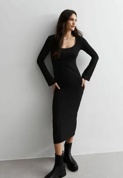 Трикотажное платье SCOOP NECK New Look, цвет black