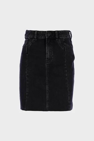 Антрацитовая джинсовая юбка без карманов с нормальной талией и застежкой-молнией C 4532-018 CROSS JEANS