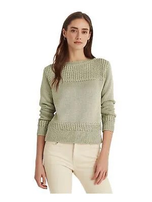 LAUREN RALPH LAUREN Женский зеленый вязаный текстурированный свитер с вырезом лодочкой и длинными рукавами, XL