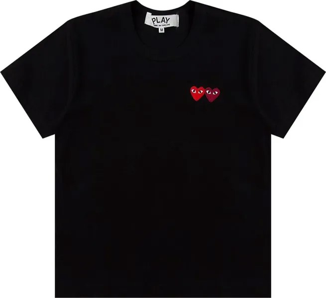 Футболка Comme des Garçons PLAY Double Heart T-Shirt 'Black', черный