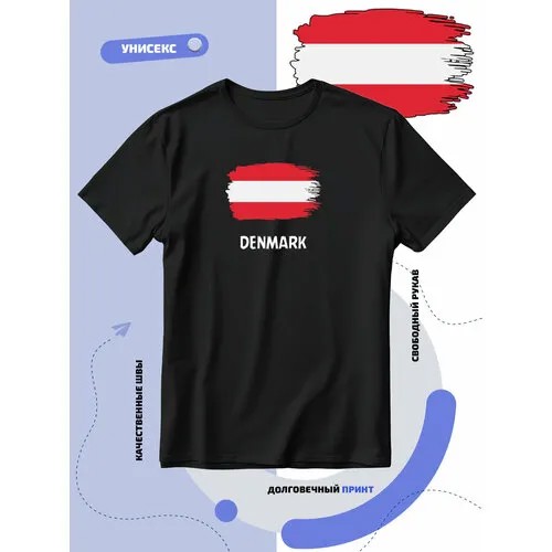 Футболка SMAIL-P с флагом Дании-Denmark, размер XS, черный