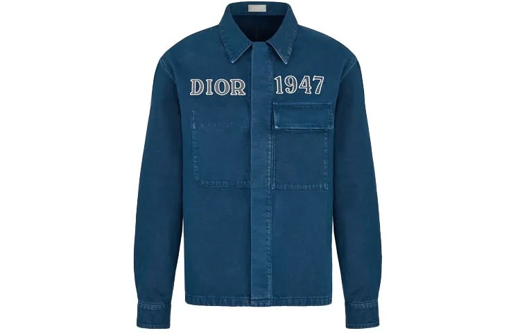Ежеквартальные новинки Джинсовая куртка мужская синяя Dior, синий