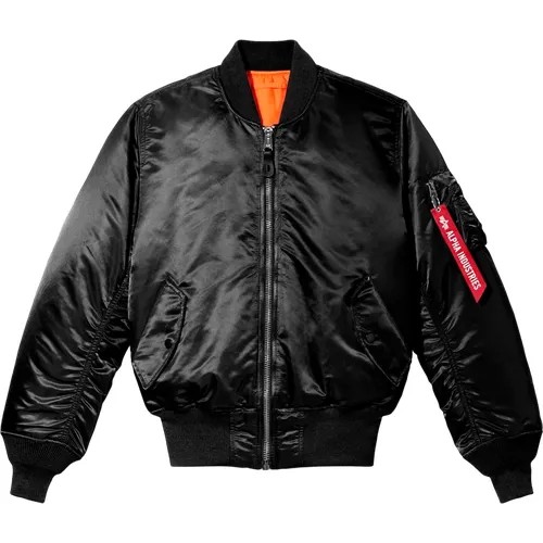Бомбер ALPHA INDUSTRIES, силуэт прямой, утепленная, размер S, черный