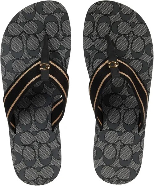 Шлепанцы Zoe Flip-Flop COACH, цвет Black Mixed Material