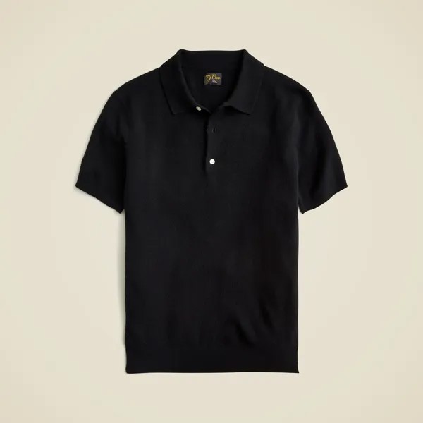 Кашемировый свитер-поло с короткими рукавами J.Crew, черный