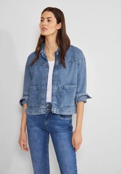 Джинсовая куртка STREET ONE, без капюшона, из мягкого смесового материала, цвет Light Blue Authentic Wash