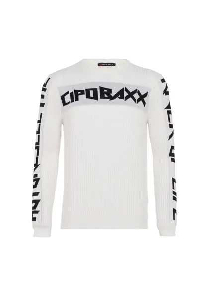 Пуловер с крутым принтом CIPO & BAXX, белый