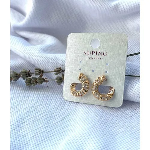 Серьги XUPING JEWELRY, фианит, желтый