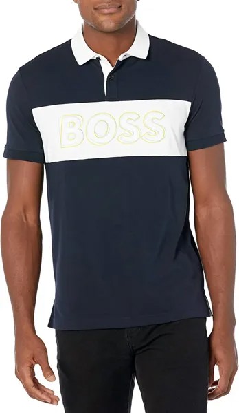 Темно-синяя футболка-поло с короткими рукавами и логотипом Pavel Hugo Boss