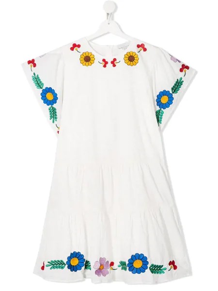 Stella McCartney Kids платье с цветочной вышивкой