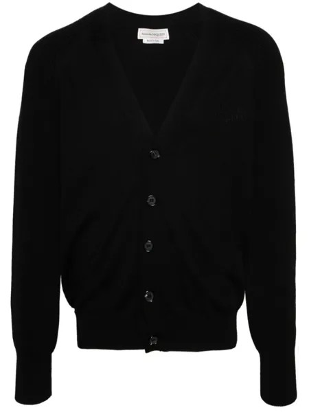 Кардиган с вышитым логотипом Alexander McQueen, черный