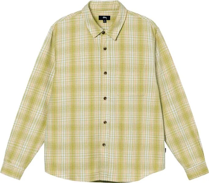 Рубашка Stussy Beach Plaid Shirt 'Lime', зеленый
