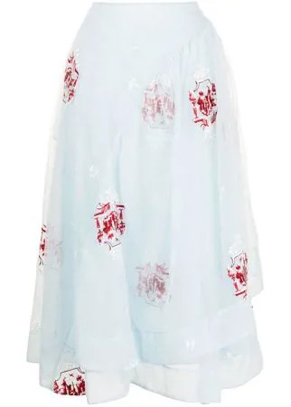 Simone Rocha юбка из тюля с вышивкой