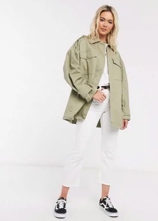 Шалфейно-зеленая oversized-куртка в стиле милитари ASOS DESIGN​​​​​​​-Зеленый цвет