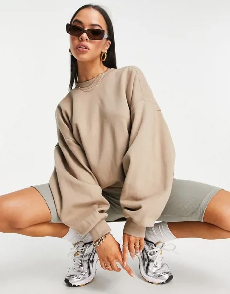 Светло-коричневый oversized-свитшот с дизайном «кокон» и отстрочками ASOS DESIGN-Коричневый цвет