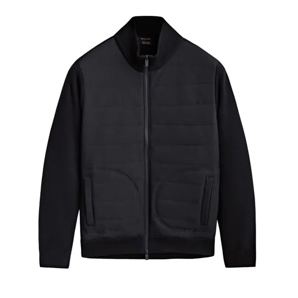 Кардиган Massimo Dutti Contrast Quilted Fabric, темно-синий