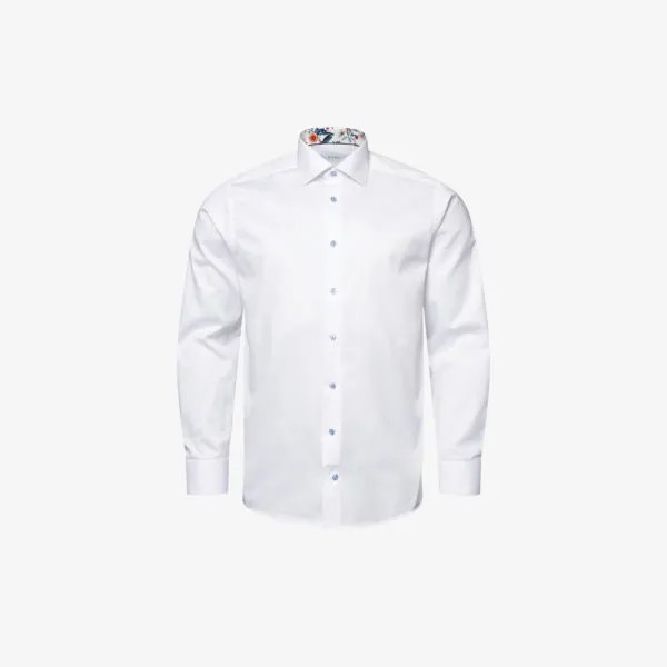 Рубашка узкого кроя из органического хлопка с цветочным принтом Eton, белый