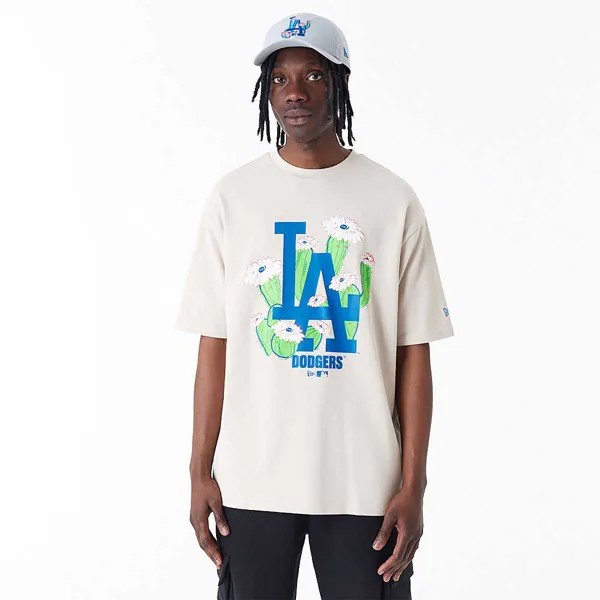 Футболка MLB LOS ANGELES DODGERS FLORAL LOGO OVERSIZED T-SHIRT New Era, цвет Beige
