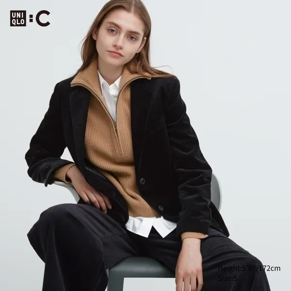 Вельветовый пиджак Uniqlo, черный