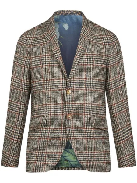 ETRO однобортный пиджак в клетку тартан, коричневый