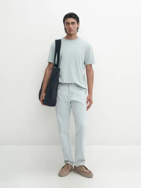 Футболка с короткими рукавами из 100% хлопка Massimo Dutti, синий