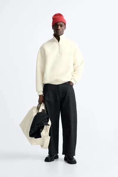 Стеганая футболка с сердечками ZARA, экрю