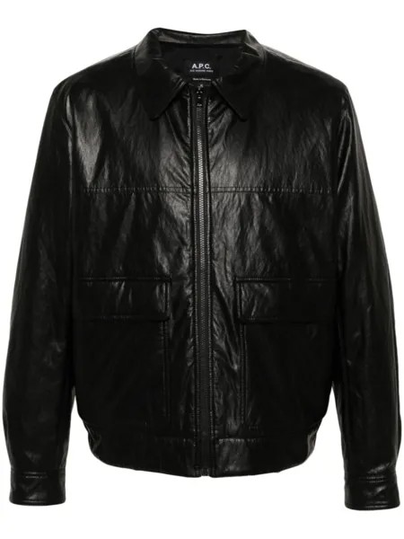 A.P.C. бомбер из искусственной кожи, черный