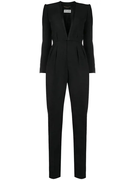 Saint Laurent комбинезон строгого кроя с глубоким V-образным вырезом