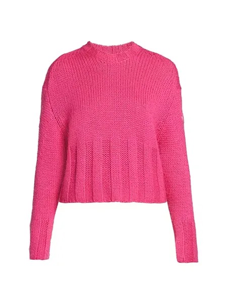 Шерстяной свитер с узором «шейкер» Moncler, ярко-розовый