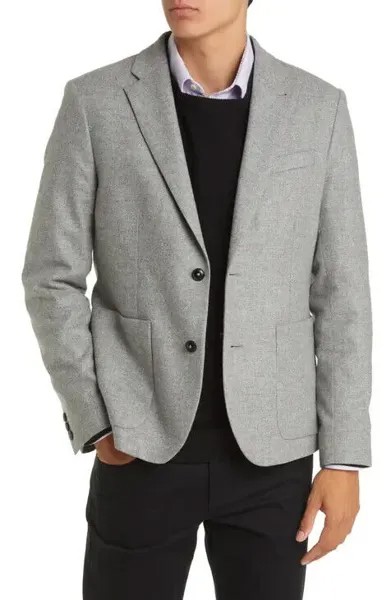 NORDSTROM Tech-Smart Trim-Fit Хизер Серый костюмный пиджак Спортивная куртка 44 R