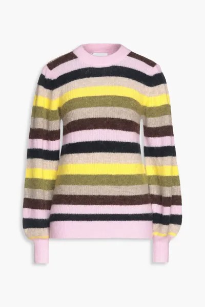 Полосатый вязаный свитер с начесом GANNI, разноцветный