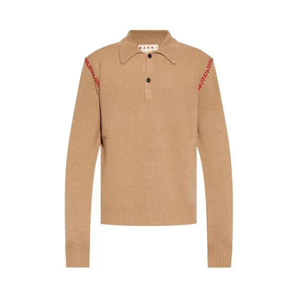Джемпер Marni Long-Sleeve Knitted Polo Jumper, бежевый