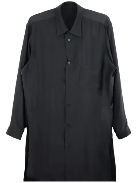 Yohji Yamamoto шелковая рубашка с рисунком-иллюстрацией, черный