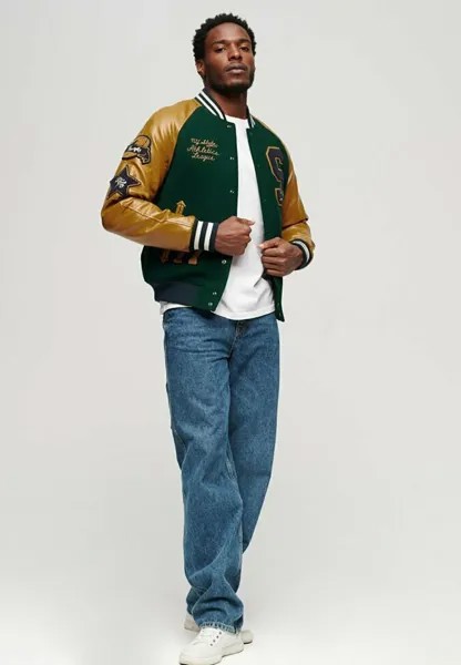 Куртка-бомбер College Varsity Patched Superdry, цвет enamel green