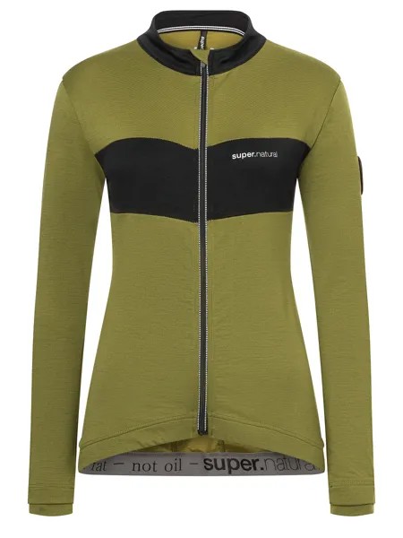 Лонгслив super.natural Merino Fahrradtrikot, оливково зелено черный
