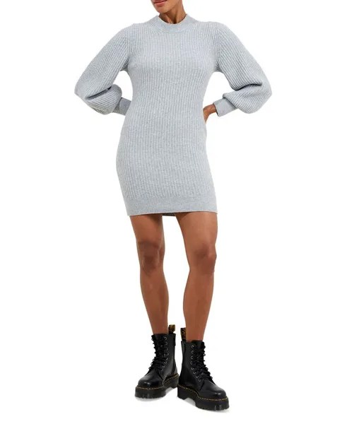 Женское платье с круглым вырезом в рубчик Vhari French Connection, цвет Light Grey Melange