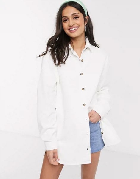 Белая вельветовая рубашка oversized ASOS DESIGN-Белый