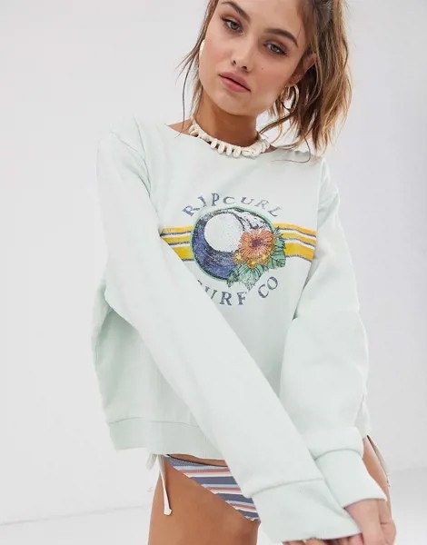 Голубой пляжный свитшот с круглым вырезом Rip Curl - Wave Lines-Синий