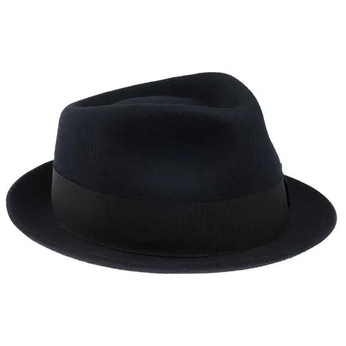 Шляпа трилби Christys, шерсть, подкладка, размер 55, синий
