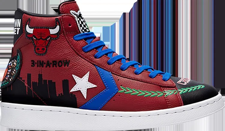 Кроссовки Converse Chinatown Market x Pro Leather High Bulls Championship Jacket, красный