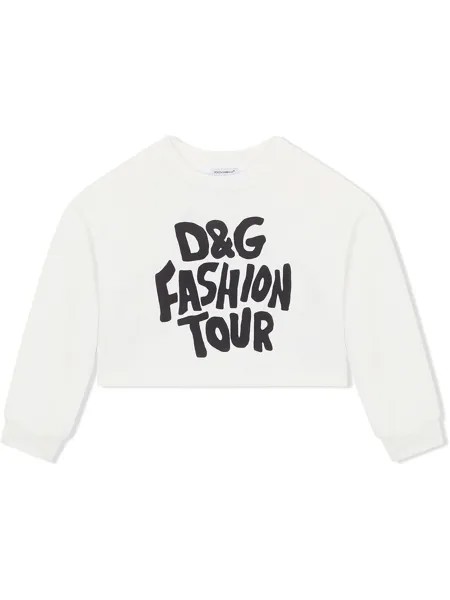 Dolce & Gabbana Kids укороченная толстовка с принтом Fashion Tour