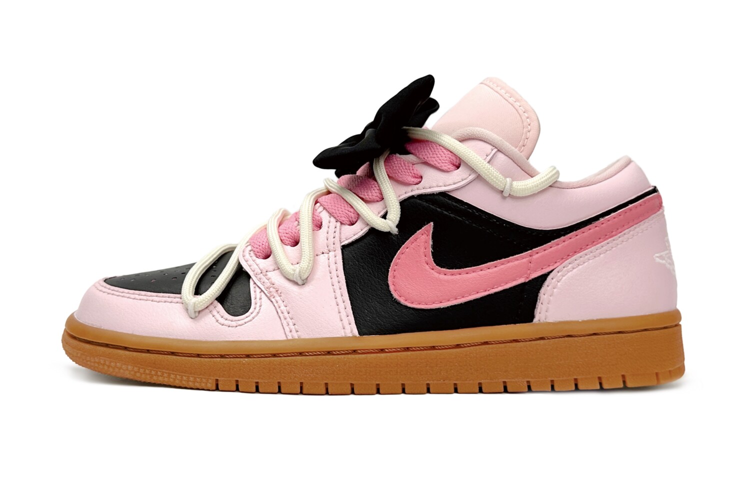 Кроссовки Air Jordan 1 Vintage Basketball Shoes Women's Low-top Black/Pink, черный/розовый