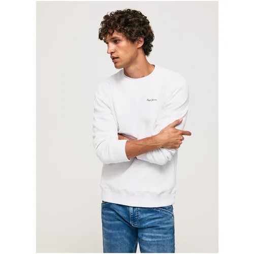 Свитшот Pepe Jeans, силуэт прямой, средней длины, размер XXL, белый
