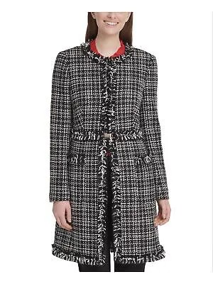 Женское черное пальто с бахромой и поясом DKNY Размер: 4