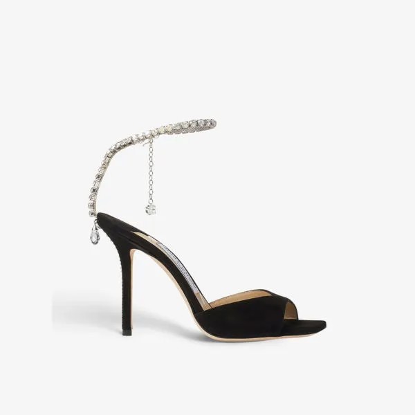 Замшевые туфли Saeda, украшенные кристаллами Jimmy Choo, черный