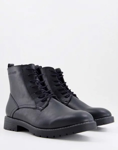 Черные ботинки из искусственной кожи со шнуровкой Jack & Jones-Черный цвет