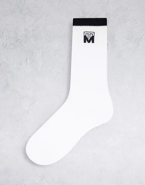 Белые носки с монограммой Topman-Белый
